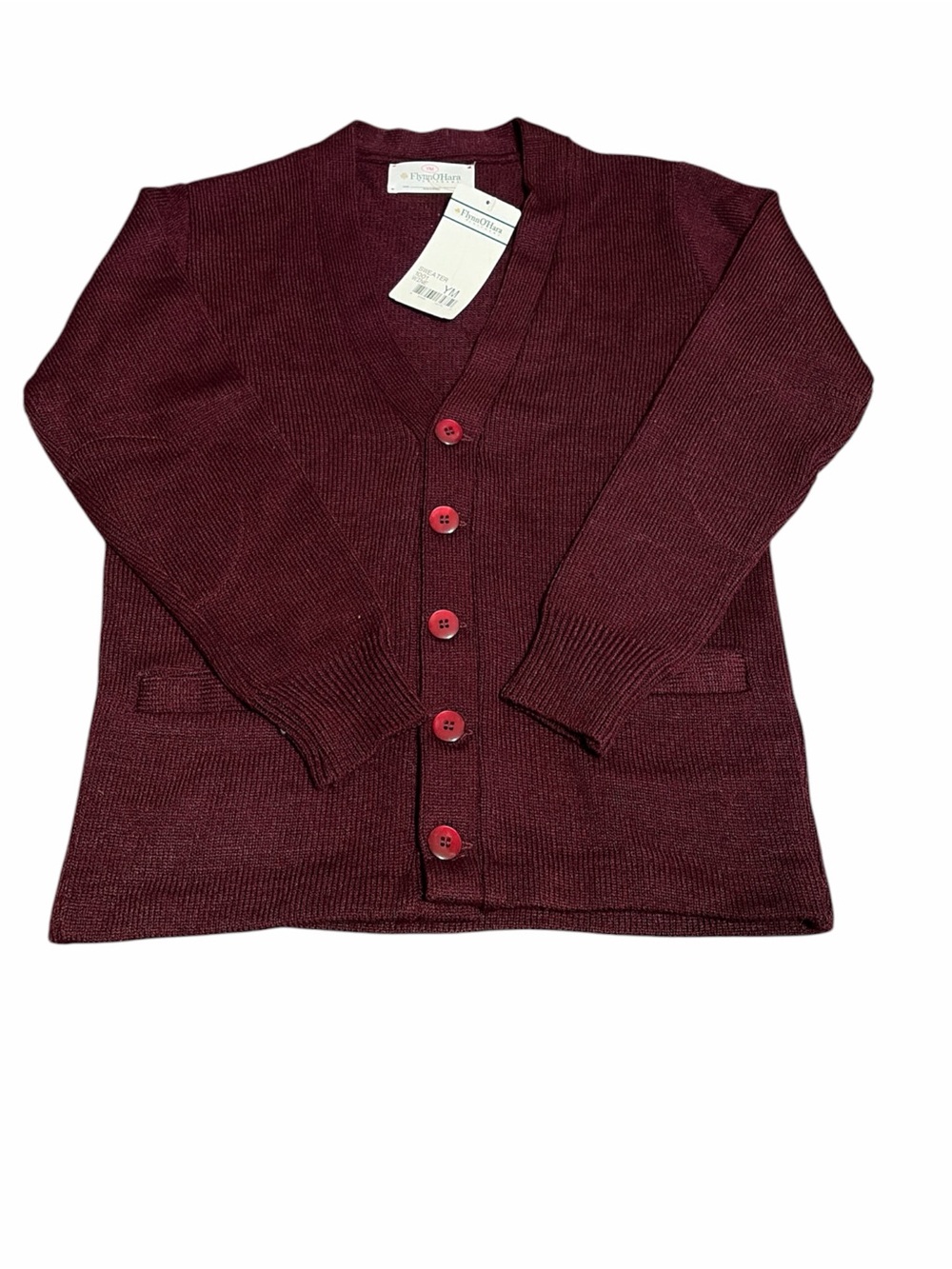 Flynn O’Hara Girls Maroon Button-Front V-Neck Cardigan Sweater